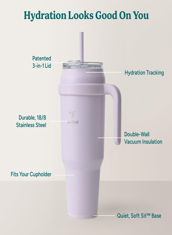 Reduce Reusable 50 oz Cold1 Water Tumbler – Ergonomic Handle – Double-Wall Insulation – Sturdy Desktop/Tabletop Mug with Lid and Straw -BPA-Free –Stainless Steel for Gym, Home, Office– Gentle Lavender - Image 4